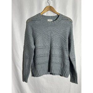 Lucky Brand Sweater Womens Petite Small Cable Knit Crew Neck Sea Foam Green
